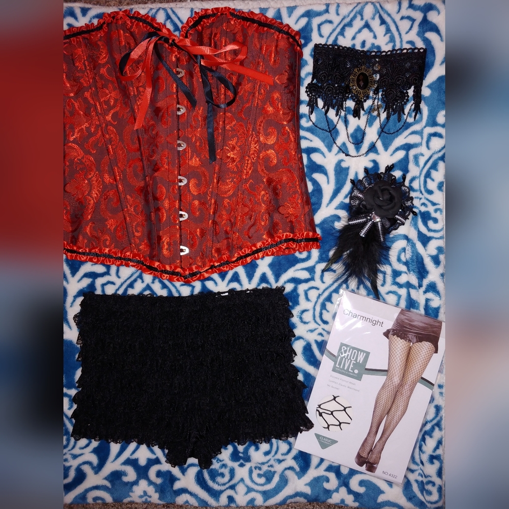 Burlesque Costume. Size Small/Med. Red and Black.